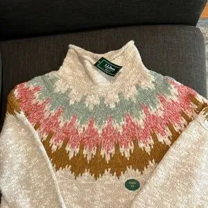 Bean Sweaters Nwt L L Bean Cotton Funnel Neck Fair Isle